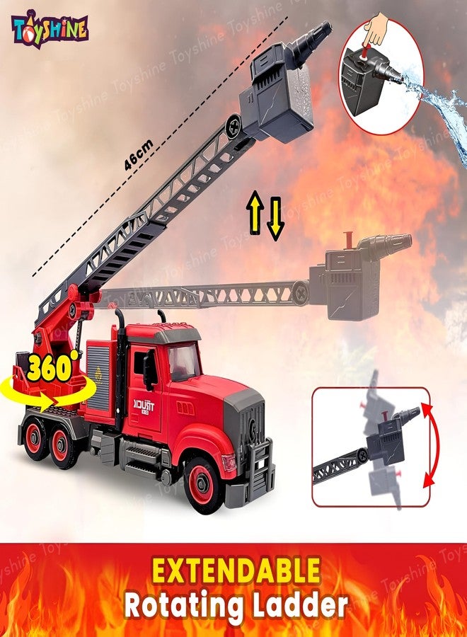 Toyshine DIY Fire Truck Toy inbuilt with Detachable Parts| Friction Powered | Water Sprinkler | 360° Rotateable Ladder | Music and Lights Imaginative Firefighter Adventures Toys for Toddlers Age 3 + - Image 2